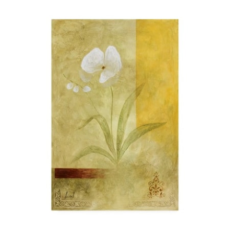 Pablo Esteban 'White Floral Yellow 1' Canvas Art,12x19